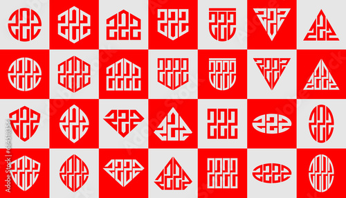 Bundle of abstract line letter Z ZZZ ZZZZ logo, number 2 222 2222 design