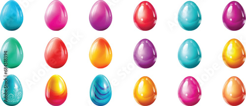 Set of watercolor Easter eggs on white background.