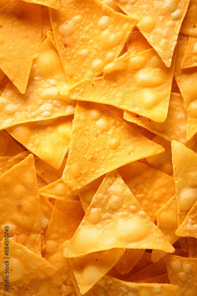 Background of Corn Tortilla Chips or Nachos. Tasty Mexican nachos chips as background, closeup Background of Corn Tortilla Chips or Nachos. Tasty Mexican nachos chips as background, closeup