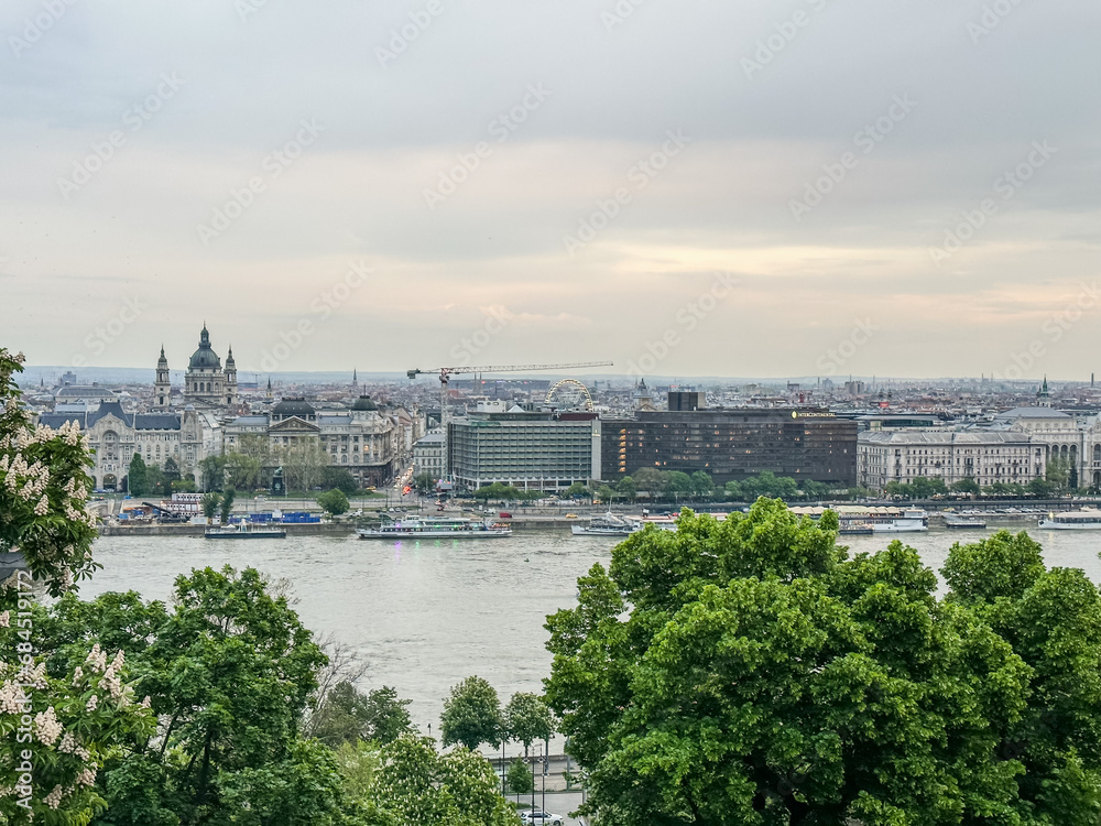 Beautiful View of Budapest from the Buda Castle Hill in Budapest, Hungary