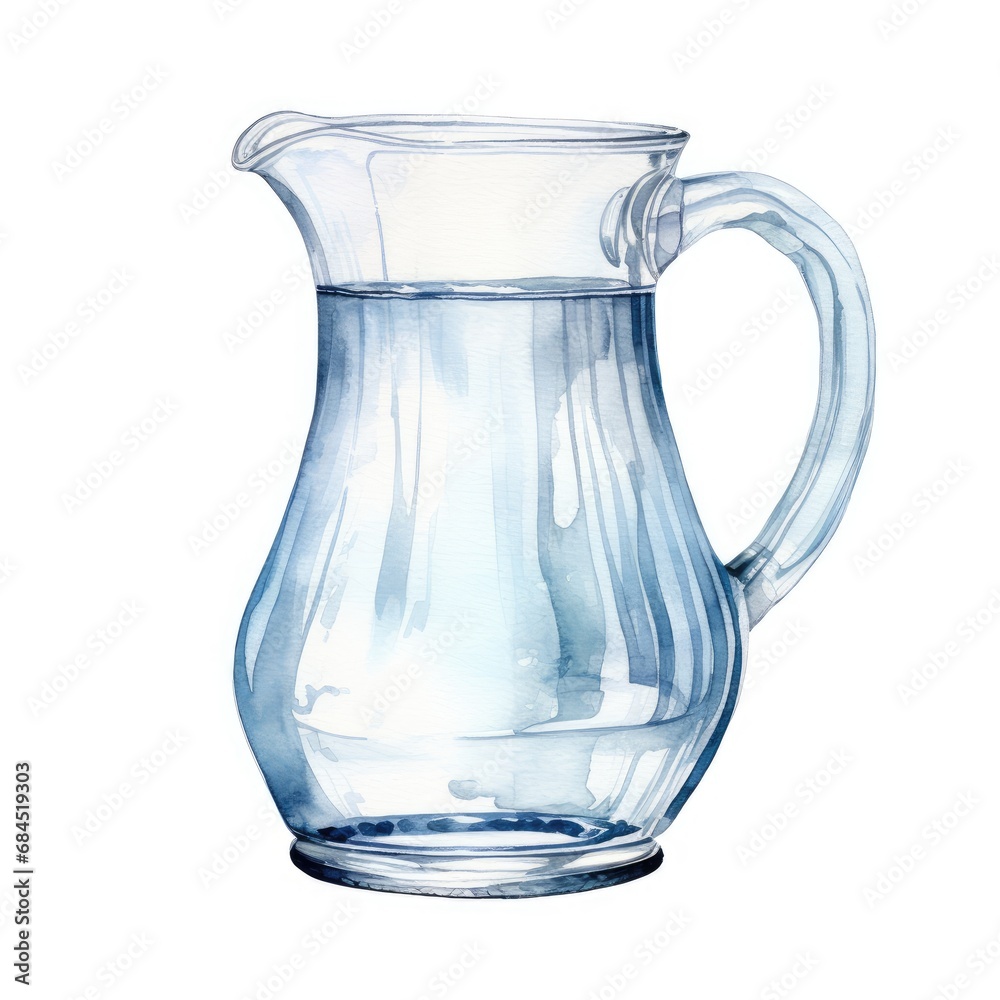 Clear Watercolor Glass Pitcher Illustration Clear Watercolor Glass Pitcher Illustration