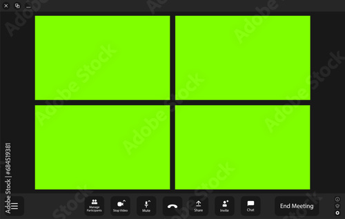 Video conference user interface. Video call window overlay.