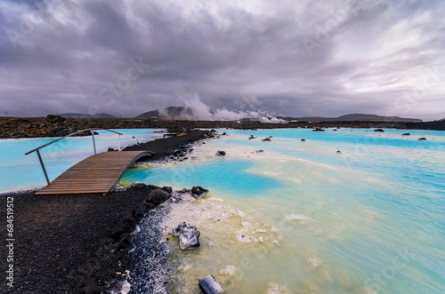 Iceland, Southern Peninsula, Grindavik, Storm clouds over Blue Lagoon area photo