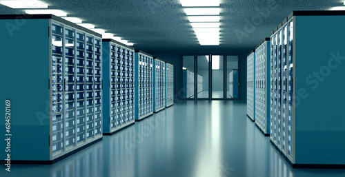 3D render of modern server room photo