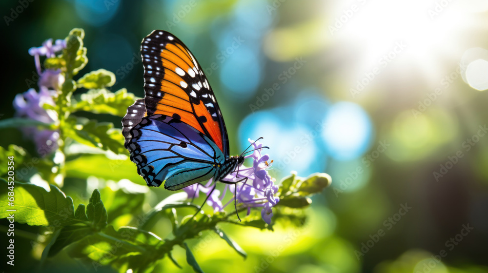 Obraz premium A beautiful close-up of a butterfly sitting on a flower