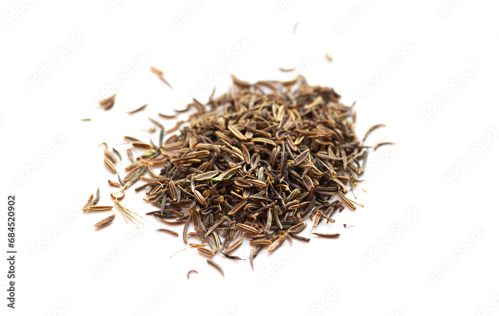 Pile of cumin seeds. Isolated on white. Pile of cumin seeds. Isolated on white.