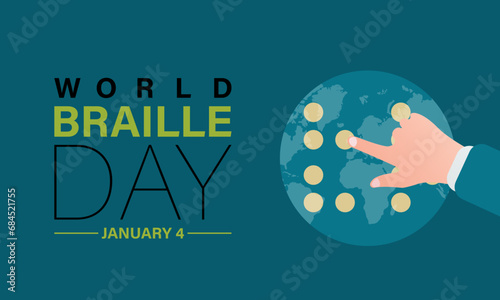 World Braille Day vector template. Celebrating Braille Literacy and Inclusion with Tactile Reading and Accessibility . background, banner, card, poster design.