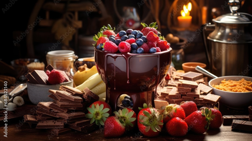 Dream dessert with chocolate and berries