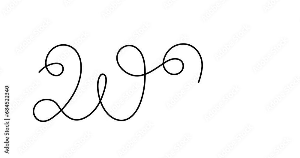 2024 one line art animation,hand drawn continuous contour drawing motion.Holiday concept, festive lettering outline.New year handwriting text, sketch style, minimalist design video.4k self-drawing 2024 one line art animation,hand drawn continuous contour drawing motion.Holiday concept, festive lettering outline.New year handwriting text, sketch style, minimalist design video.4k self-drawing