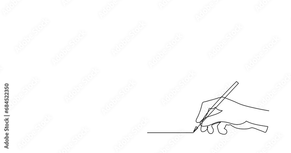 Hand writes 2024 one line art animation, hand drawn continuous contour drawing motion. Holiday concept, festive New year handwriting text outline, minimalist design video.4k self-drawing