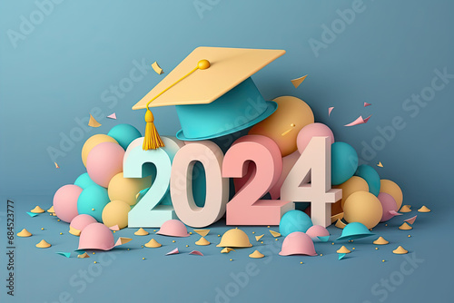 Graduation greeting 2024 3D design.