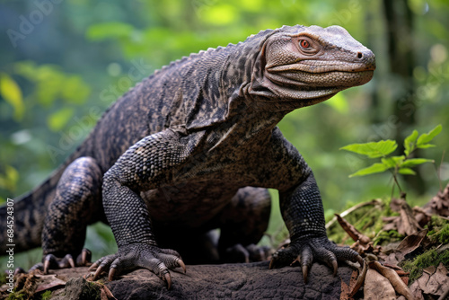 Giant Indonesian varanus  Varanus komodoensis  in the wild