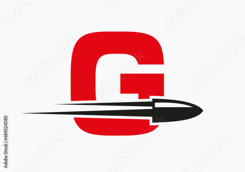 Bullet Logo On Letter G With Moving Bullet Symbol