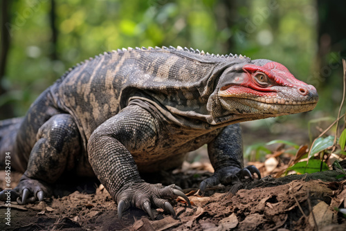 Giant Indonesian varanus  Varanus komodoensis  in the wild