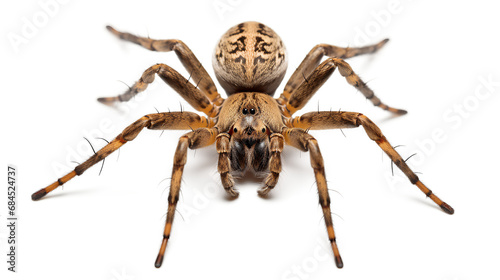 A brown and black spider isolated on a transparent background, Generative AI