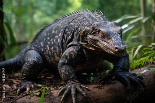 Giant Indonesian varanus  Varanus komodoensis  in the wild