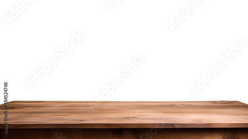 A brown empty wooden table isolated on a transparent background, Generative AI