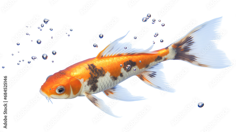 A colorful koi carp fish isolated on a transparent background, Generative AI