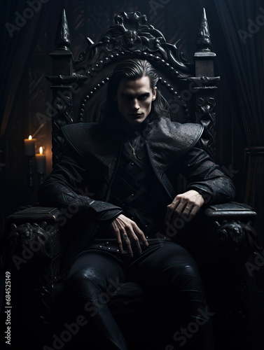 Handsome Gothic Prince on His Throne - Moody Tones in Dark Fantasy Realms