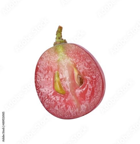 Half of ripe red grape isolated on white