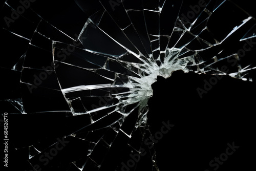 Image Of Glass Cracks With Small Illumination On A Black Background Created Using Artificial Intelligence photo
