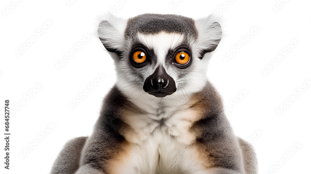 A ring-tailed gray lemur isolated on a Transparent background, Generative AI