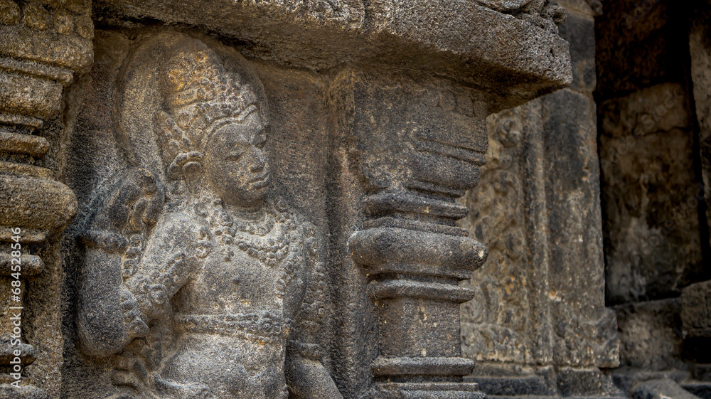 Stone relief on the wall of Prambanan Temple. A Hindu temple located in Yogyakarta, Indonesia Stone relief on the wall of Prambanan Temple. A Hindu temple located in Yogyakarta, Indonesia