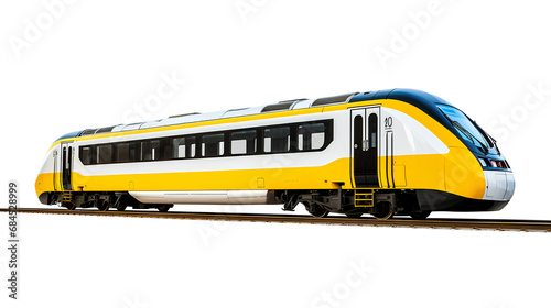 A yellow and black train car, its bold color contrast and sleek design highlighted isolated on a transparent background, Generative AI