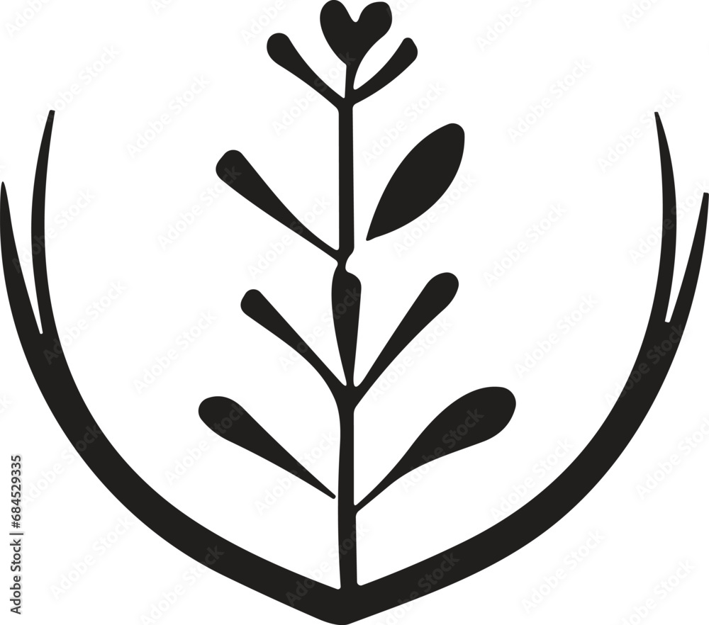 Flower or leaf logo in a minimalist style for decoration