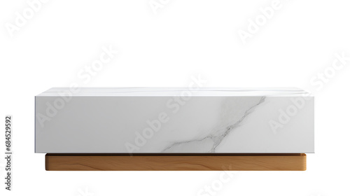 An elegant 3D-rendered podium with a smooth marble finish isolated on a transparent background, Generative AI