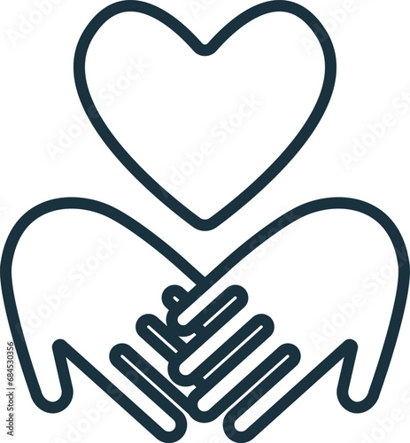 Philantropy outline icon. Monochrome simple sign from charity and non-profit collection. Philantropy icon for logo, templates, web design and infographics.