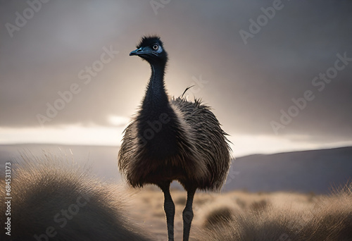 emu bird on minimal background