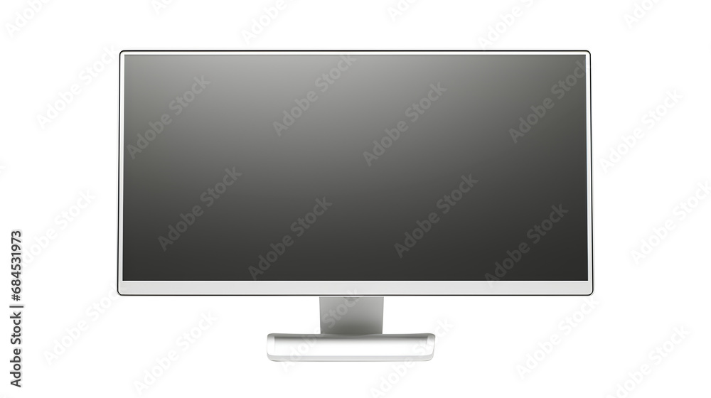 A sleek computer monitor with a vibrant blank white screen isolated on a transparent background, Generative AI
