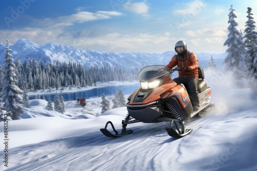 Snowmobiling Adventure: Exploring Winter Nature and Testing Snowmobile Handling Skills © ЮРИЙ ПОЗДНИКОВ