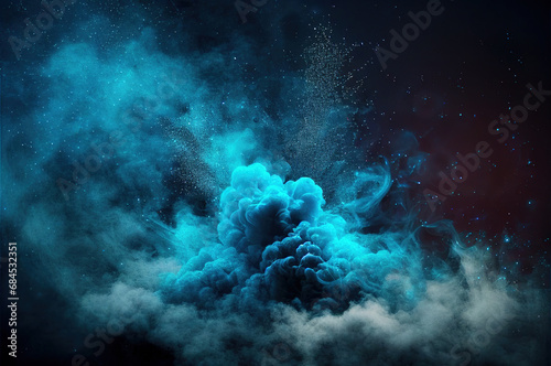 Smoke Cloud Particulars Blue Glitter Background