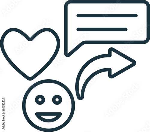 Social media engagement outline icon. Monochrome simple sign from charity and non-profit collection. Social media engagement icon for logo, templates, web design and infographics.
