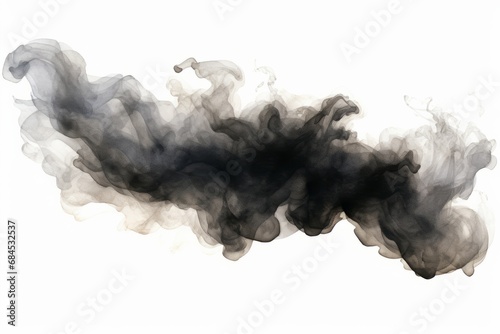 Pure White Background. Elegant Black and White Smoke