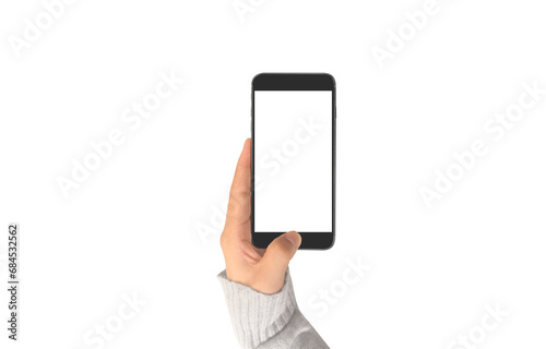 Hand holding smartphone device  touching screen