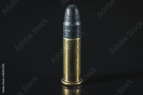 Macro photo, small-caliber cartridge 5.6mm or 22lr. photo