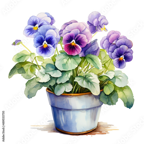 Wallpaper Mural Pansy, Flowers, Watercolor illustrations Torontodigital.ca