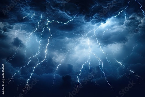 Electrifying nature symphony. Jaw dropping display of power in thunderstorm illuminated by bright lightning bolts and dramatic sky perfect for capturing dynamic energy and beauty of stormy weather