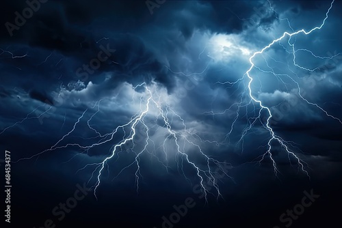 Electrifying nature symphony. Jaw dropping display of power in thunderstorm illuminated by bright lightning bolts and dramatic sky perfect for capturing dynamic energy and beauty of stormy weather