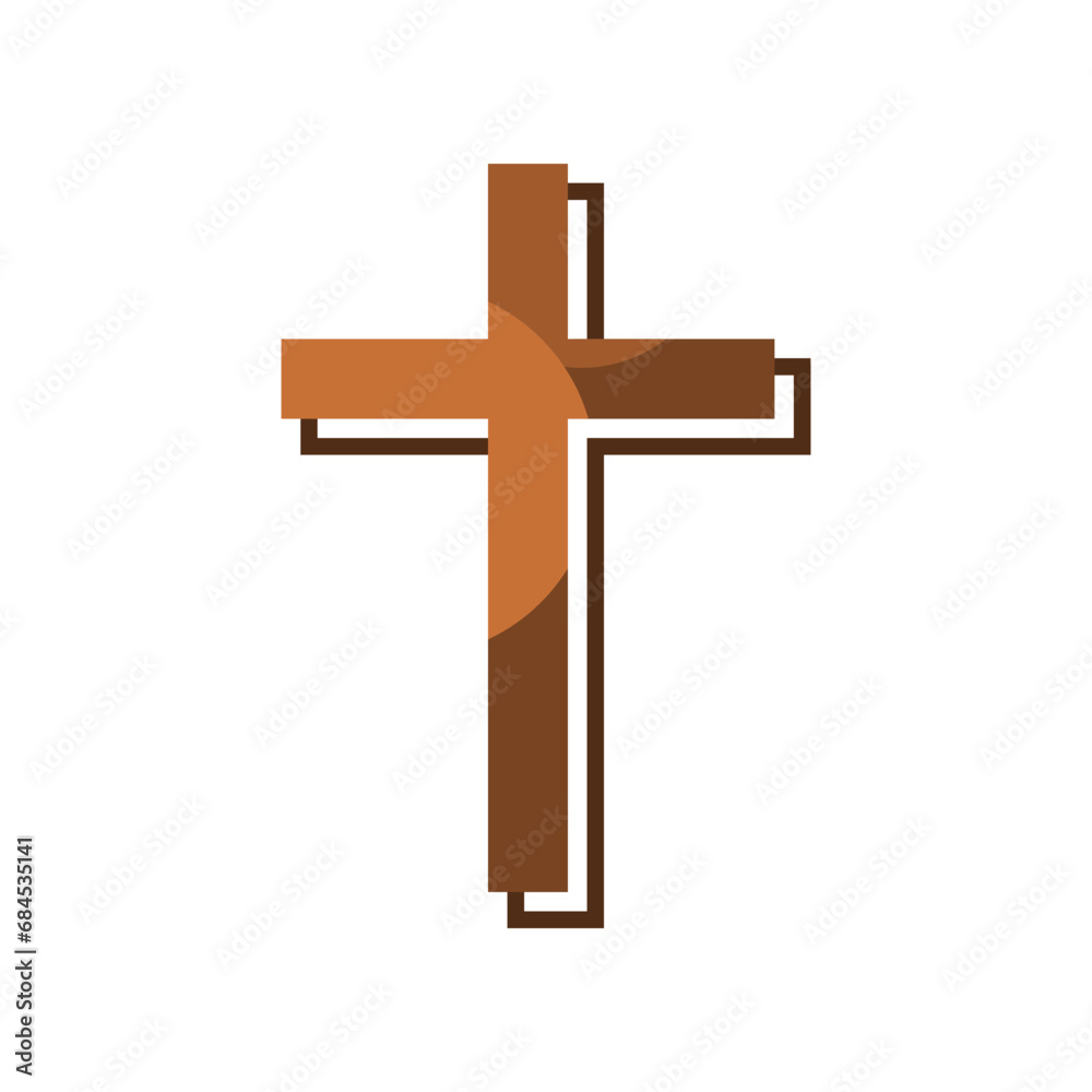 Brown wooden cross christian crucifix religion icon vector design Brown wooden cross christian crucifix religion icon vector design