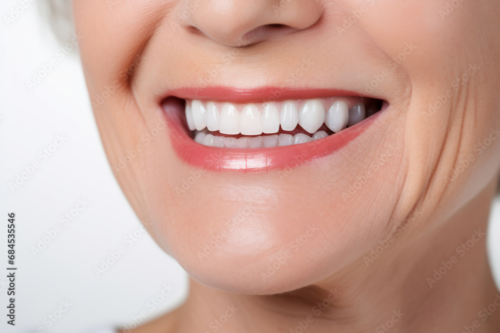 Fototapeta premium Close up smiling senior woman. Generative AI