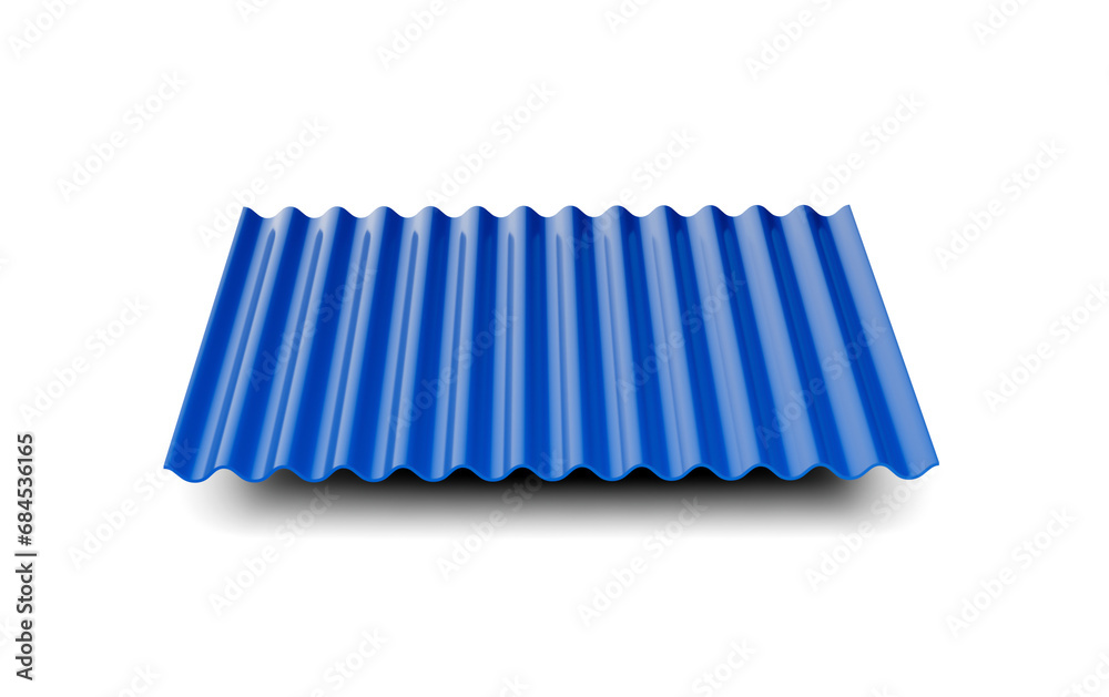 3d Blue Metallic Corrugated Galvanised Iron For Roof Sheet On White Background 3d Illustration 3d Blue Metallic Corrugated Galvanised Iron For Roof Sheet On White Background 3d Illustration