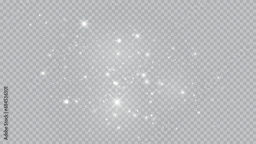 Dust white. White sparks and golden stars shine with special light. Vector sparkles on a transparent background. Stock royalty free vector illustration. PNG 