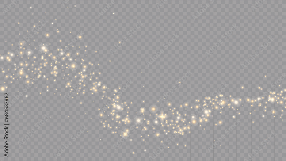 Vector golden sparkling falling star. Stardust trail. Cosmic glittering wave. Stock royalty free vector illustration. PNG - obrazy, fototapety, plakaty 