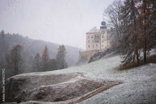 Castle in Pieskowa Skała in early winter mood photo