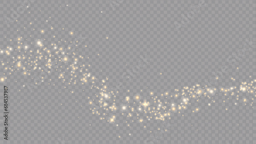 Vector golden sparkling falling star. Stardust trail. Cosmic glittering wave. Stock royalty free vector illustration. PNG photo