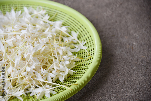 Harvest flower in basket, Cork tree flower of make a flower tea